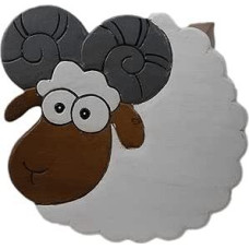 ART-CRAFT Universali vaikiška medinė taburetė Apvalus medžio masyvo gyvūnų motyvas Avinas su daugybe panaudojimo būdų