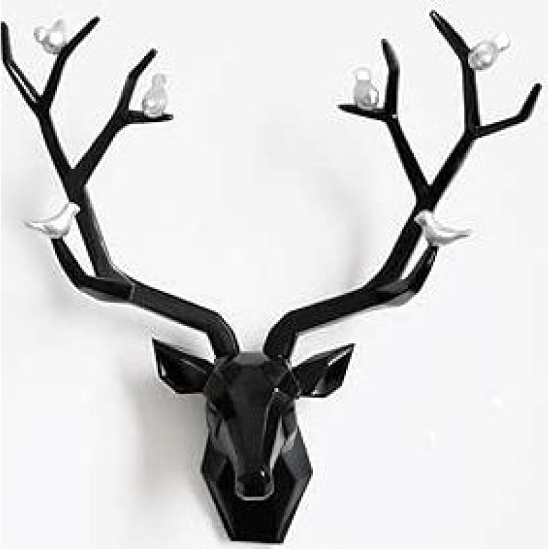 Elnio galvos Dekoratyvinės elnio ragų dekoracijos Šiuolaikinė, vidaus trimatė elnio galvos skulptūra, geometrinė gyvūno galvos pakabinama dovana, aplinkai nekenksminga derva, 3 tipai (spalva: juoda,