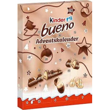 kinder bueno Advento kalendorius 2025 - Šokoladiniai ir mini kiaušiniai - Atraskite saldumynus diena po dienos - Pieniškas šokoladas su švelniu lazdyno riešutų kremu - Kalėdoms ir Adventui - Kalėdų kalendorius - 181 g