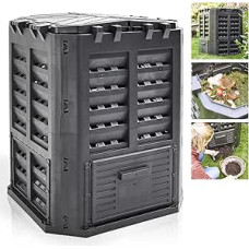 HECHT Plastic Thermal Composter - Quick Composter with Practical Plug-In System - Robust & High-Quality Composter - Weatherproof Composter for Garden Waste & Organic Waste - 360 Litre Container
