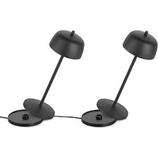 Theta 2 x reguliuojamo ryškumo LED stalinė lempa su baterija, belaidžiu būdu įkraunama itališko dizaino stalinė lempa, vidaus ir lauko IP65, 2700-4000K, 9-24 val., sukurta Zafferano LVL (juoda)