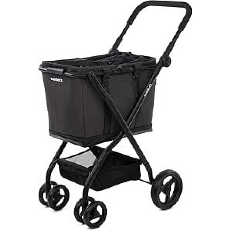 Carlett - Cube S | Sulankstomas pirkinių vežimėlis su nuimamu krepšeliu | Krepšelis gali virsti rankine | Vandeniui atspari medžiaga | 360° nuimami ratukai | Kompaktiškas ir elegantiškas | Volcano
