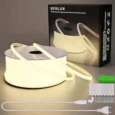 AC 220 V COB LED juosta 30 m, 4000 K natūralios baltos spalvos LED juosta Lauko vandeniui atspari LED juosta 230 V tiesioginis prijungimas, labai ryški 10 W/M 296 LED/M, skirta kambarių apdailai, luboms, lauko terasai