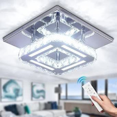CXGLEAMING Crystal Chandelier Crystal LED lubų šviesos 20 cm Square Flush Mount Modern Chandelier lubų žibintai miegamajame valgomajame prieškambaryje Dimmable by Remote Control