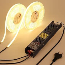 24 V LED juostos difuzijos lauko 10 m (5 m x 2), 3000 K šiltai balta LED juosta Lauko vandeniui atspari LED juosta, ryški 24000 LM 240 W, lipni, su maitinimo šaltiniu, skirta kambarių apdailai