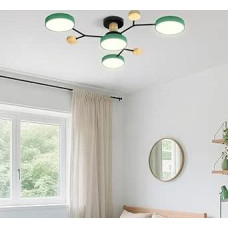 ELINKUME LED Ceiling Light, 81 cm, 3 Colours, Wooden Ceiling Light for the Living Room, Modern 4 Light Semi-Recessed Pendant Light, 48 W Ceiling Light for Bedroom, Hallway, Office