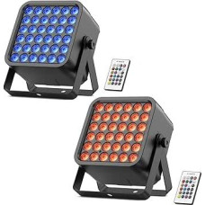 2 x 54 W LED par prožektoriaus baterija RGBWA UV, 5200 mAh įkraunama 36 scenos šviesa su nuotolinio valdymo pulteliu, diskotekų šviesa, vakarėlių šviesa, 4-6 valandų baterijos veikimo laikas lauke, vestuvėse, šou