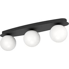 EGLO Castrivido LED Wall Light Bathroom Wall Light 3-Bulb Bathroom Lamp Wall Bathroom Lamp Metal in Black and Glass Ball in White with G9 Bulb Warm White IP44