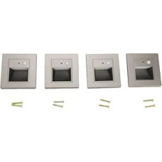 4 pakuočių laiptų šviestuvai su judesio jutikliu, šiltos baltos spalvos LED naktinė šviesa, įmontuojami laiptuose, koridoriuose, miegamuosiuose, plačios įtampos indukcinės konstrukcijos, saugūs (pilka)