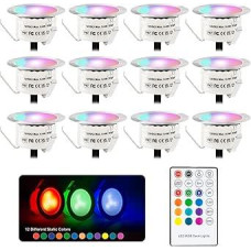 12 V Ø42 mm LED Bodeneinbaustrahler su laikmačiu, IP67 apsauga Terrassen Einbaustrahler für Außen-12er Set RGB