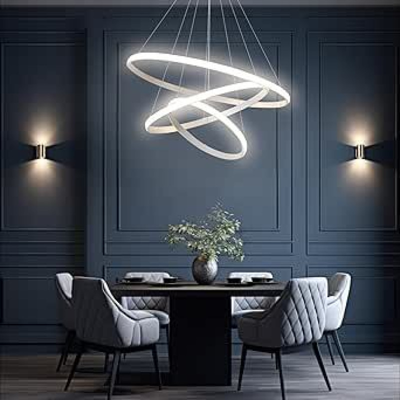 Arcadia Led Pendelleuchte Moderne Decke, Lampe Wohnzimmer, Schlafzimmer, Küche, Kinderzimmer mit Fernbedienung und Handy-App, Led Dimmbar mit Warmem und Kaltem Lich - 5500 LM 60 cm