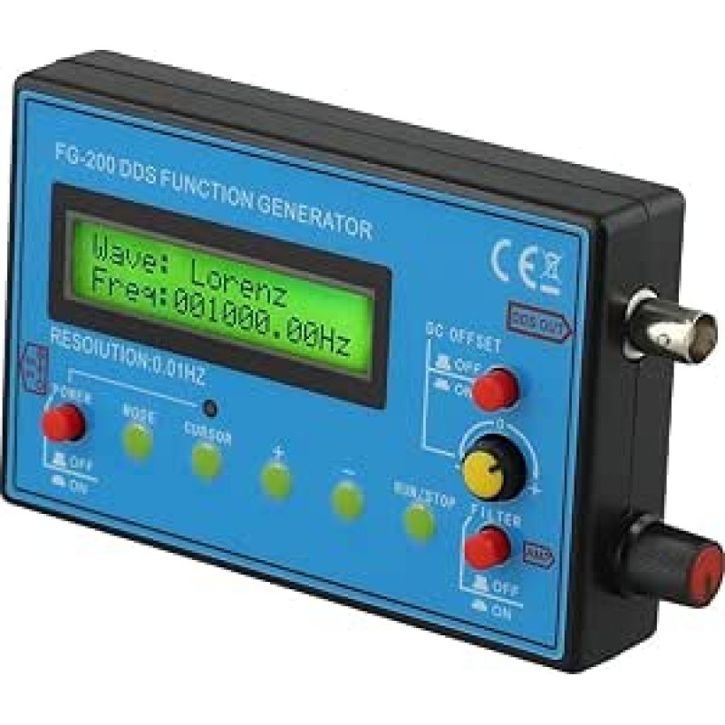 Minhe FG 200 DDS Funktionssignalgenerator, 0,01 Hz - 500 kHz mit Frequenzzähler, 15 Wellenformen Ausgang Sinus Quadrat Dreieck Impuls, ± 10 V P-P Amplitude, 50Ω Ausgangsimpedanz
