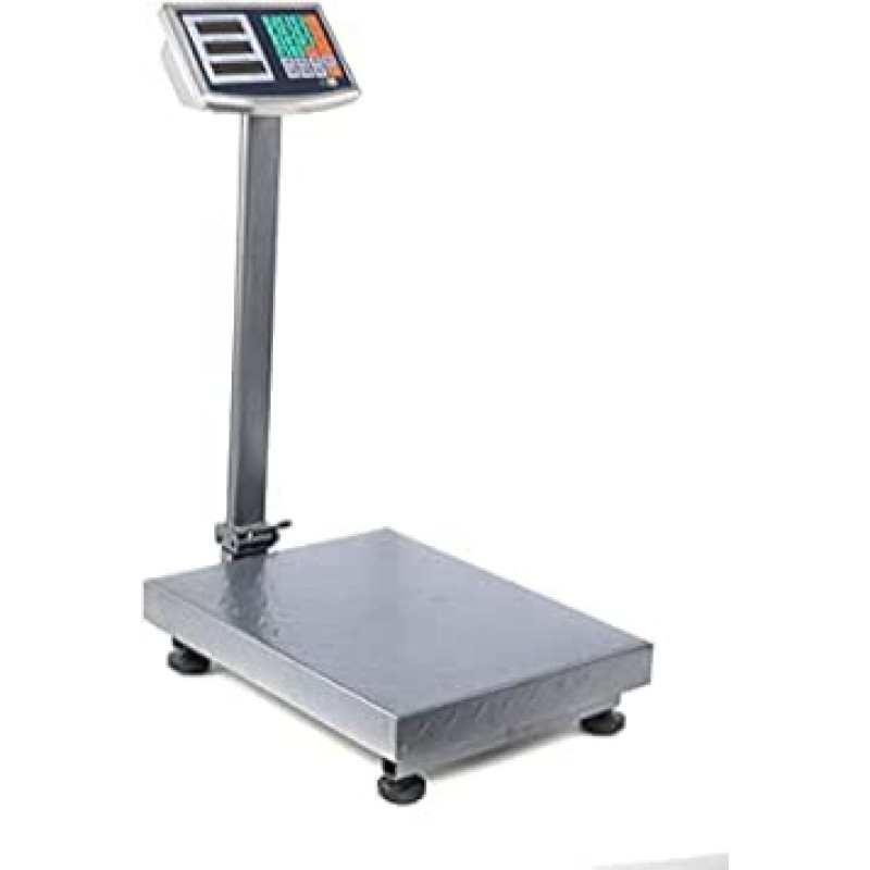 Skaitmeninės platforminės svarstyklės 150 kg - siuntų svarstyklės, skirtos laivybai ir prekybai, su 40 x 30 cm svėrimo paviršiumi, 50 g gradacija, LED ekranu, kg/lb, baterija ir ES kištuku