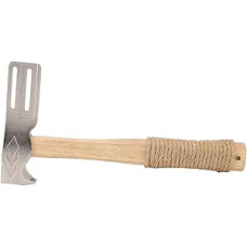 Magnetischer Dachhammer, multifunktionales Dachdeckerbeil mit magnetischer Oberfläche und rutschfestem Holzgriff aus Hanfseil für die Installation von Dachnägeln, Filzhüten