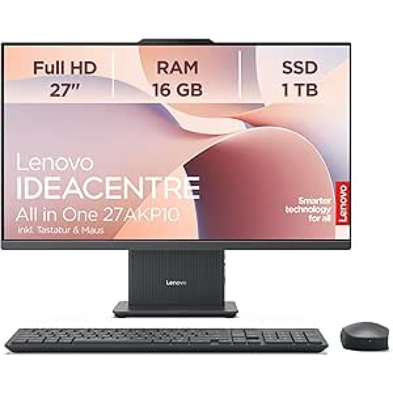 Lenovo IdeaCentre All-In-One AI-PC | 27 colių Full HD ekranas | AMD Ryzen 7 250 | 16GB RAM | 1TB SSD | AMD Radeonn Graphics | Win11 | Komplekte yra belaidė pelės klaviatūra | Luna Grey | 3 mėn. priemoka
