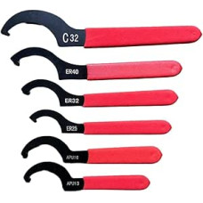 Kalokairi 6-teiliges verstellbares Hakenschlüssel-Set, Hartstahlkonstruktion mit rutschfestem Griff, Graviermaschinen und elektrischen Spindeln