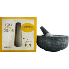 JADE TEMPLE Stone Mortar with Pestle Set Effective and Easy Mortar Made of Solid Granite with 18 cm Diameter and 8.5 cm Height