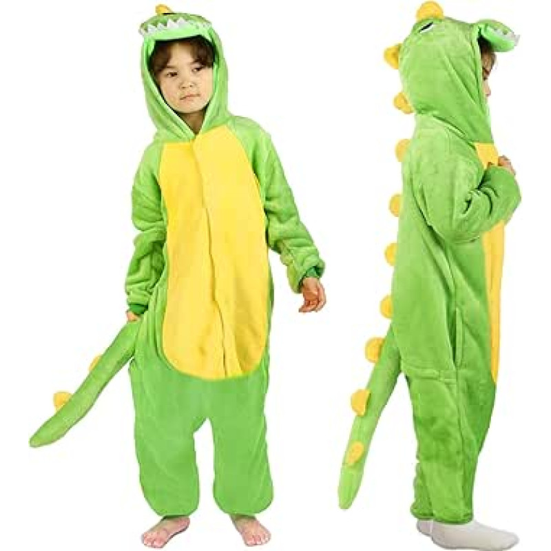 Dino Onesie Vaikų dinozaurų kostiumas Pižama su gobtuvu Gyvūnų miego kostiumas Drabužių apranga Drakonas Flanelė Miegmaišis Kombinezonas mergaitėms Berniukai Helovinas Karnavalas Cosplay Šalis