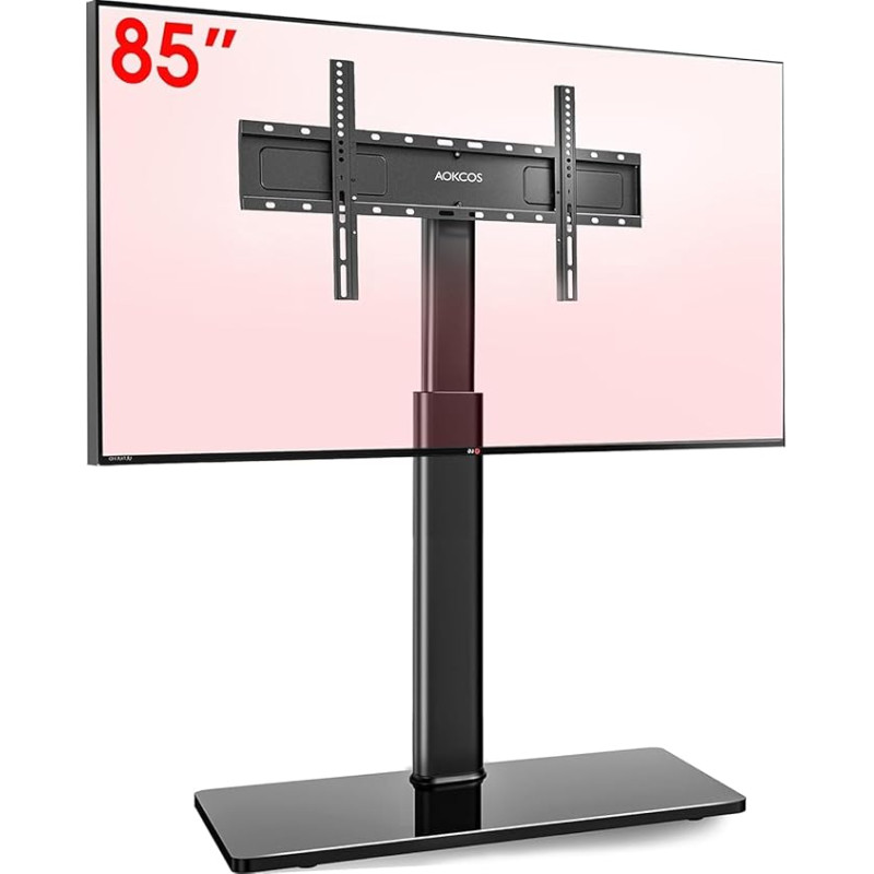 Aukštesnis 1,6 m aukščio TV stovas, skirtas 43-75 85 colių televizoriams, pakreipiamas, pasukamas, reguliuojamo aukščio TV stovas, universalus TV stovas, maksimalus VESA 600 x 400 mm, 50 kg (juodas)