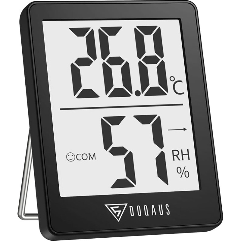 DOQAUS Higrometras Termometras Vidinis mini termo-higrometras Vidinis drėgmės kambario termometras Drėgmės matuoklis su dideliu tikslumu, skirtas patalpoms, kūdikių kambariui, svetainei, biurui