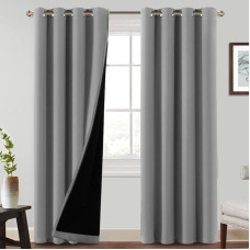 Šiluminės užuolaidos Šalčio apsauga 100% Blackout užuolaidos Šilumos izoliacinės Eyelet užuolaidos 2 užuolaidų rinkinys H 260 x W 140 cm Blackout užuolaidos Gyvenamasis kambarys užuolaidos Eyelets Dove Grey