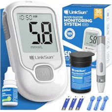 G-425-1 Gliukozės kiekio kraujyje matuoklio rinkinys, 50 testo juostelių, 50 lancetų, lancavimo priemonė, kontrolinis tirpalas, be kodų, automatinis laikas ir data, matavimas mmol/l