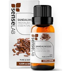 SenseLab Sandalmedžio eterinis aliejus - 100 % gryno ekstrakto Indijos sandalmedžio eterinis aliejus, skirtas difuzoriui ir drėkintuvui - odos priežiūros aliejus - kvapnus raminantis aliejus (10 ml)