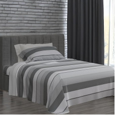 Dorian Home Garda Graphite Single Bed Sheet Set 100% Cotton 90 x 200 cm Fitted Sheet Flat Sheet and Pillowcase Made in Italy