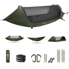 ETROL Lauko hamakas, 2 asmenų hamakas su tinkleliu nuo uodų, itin lengvas - 500 svarų keliamoji galia | 290 x 140 cm, 3-in-1 funkcija, parašiutiniai kempingo hamakai, skirti žygiams, kelionėms, paplūdimiui, sodui