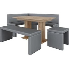 FURNISTAR Akiko Corner Bench with Table and Benches - Corner Bench Set for Your Dining Room, Kitchen, Modern, Sitting Area, Dining Nook. Perfect for Kitchen, Office and Reception. Solid Workmanship