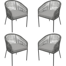 DEGAMO Gartenstuhl Ancona, Metall anthrazit anthrazit + Rope grau, mit Kissen grau, modern, Outdoor, 4 STCK.