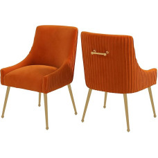 VANTEN Valgomojo kėdė, 2 kėdžių rinkinys, modernios valgomojo stalo kėdės ir foteliai valgomajam su aukso spalvos kojomis, svetainės fotelis, skirtas priimamajam, miegamajam ir virtuvei (šviesiai oranžinė)