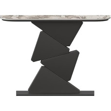 Moderner Eingangstisch mit Steinplatte und Metallsockel, 99,8 cm, Konsole, Sofatisch für Wohnzimmer, Flur, schwarz, stilvolle und langlebige Akzentmöbel