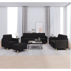 Homgoday Schwarz Polster-Sofa-Set mit Fußhocker, 2+3 sėdimosios vietos, patogus, tvirtas - Max. 110 kg pro Sitz Modelis3202066