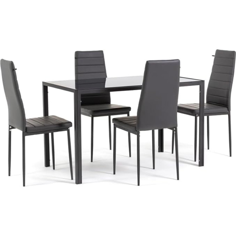 SIEDITI FUORI E DENTRO Ettore stačiakampio formos valgomojo komplektas + 4 minkštos aukštos atlošo kėdės Lidia (tamsiai pilka)