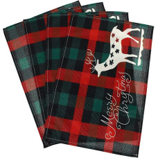 SAFIGLE 4stücke Tischkissen aus Kariertem Platzdeckchen mit Weihnachtlichem Karomuster Tischdekoration für Haushalt