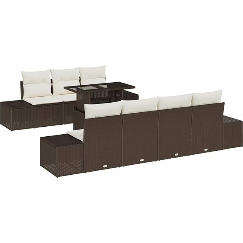 Rantry Sofa Set mit Kissen 8 pcs Braun und Creme Poly-Rattan Gartenmöbel Model3349124