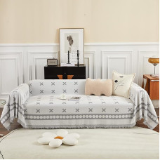 HANDONTIME Pilka sofos sėdynės dangteliai Geometriniai sofos dangteliai šunims Vaikams Tassel Chic Couch Cover pagalvėlė padengti plaunamas Chenille Sofa Slipcover už L formos storio minkštas minkštas Lint Free 180.3