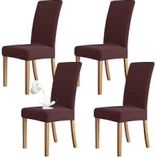 ZRCYXDW Wasserdichter Stuhlhussen, Stretch Stuhlhussen Für Esszimmerstühle Kariert Weicher Waschbarer Stuhlhussen Für Esszimmer Mit Elastischer Unterseite Für Hotel Bankett-Tiefer Kaffee-4er Set