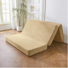 MAXYOYOYO sulankstomas velvetinis čiužinys, trijų dalių, 10 cm storio, su skalbiamu užvalkalu, sulankstomas į tris dalis, taupo vietą svečiams (kupranugaris, vienvietis)