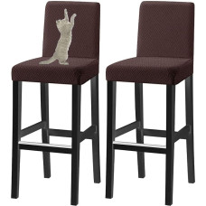 Barhocker-Bezüge mit Rückenlehne, kratzfest, dehnbar, Pub-Hocker, Stuhlbezüge, waschbar, für Barbankett (Braun, 6 Stück)