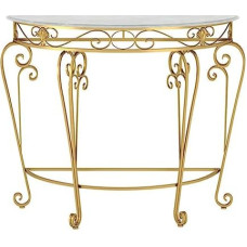 Generisch Schlanker Konsolentisch für Flur, Ablage hinter dem Sofa, Marmor-Spiegel-Display, moderner Eingangstisch, Konsolentisch mit Metallgestell - einfach zu montieren, Halbrunder Eingangstisch