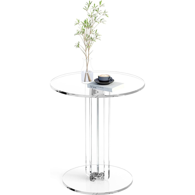Klippehop Runder Beistelltisch aus Acryl, moderner Akzent-Beistelltisch, minimalistischer Nachttisch, kleine Couchtische für Wohnzimmer, Büro, Schlafzimmer, Inneneinrichtung, skaidrus