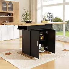 Teleskopinis valgomojo stalas (140 x 70 cm), ištraukiamas valgomojo stalas su lentyna, erdvę taupantis virtuvės stalas, valgomojo stalas su trimis lentynomis, ištraukiamas valgomojo stalas virtuvei ir svetainei, natūralus +