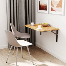 AKKE 100 x 55 cm Wall Folding Table with Rounded Corners Folding Table Kitchen Table Desk Children's Table Gold Craft