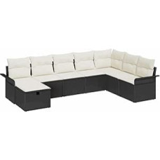 Garten-Sofa-Set mit Kissen 8 pcs Schwarz Poly Rattan Modelis3360258