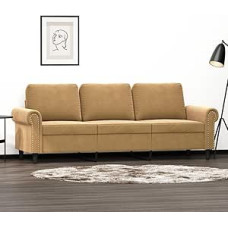 3-vietė sofa Sofa Lounge Sofa Minkšta sofa Atpalaiduojanti sofa Svečių sofa Svetainės sofa Atsipalaiduoti sofa Miegamojo kambario sofa Svečių kambarys Ruda 180 cm Velvetas
