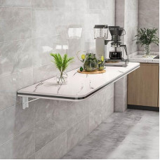 Schwebender Wandschreibtisch für kleine Räume, an der Wand montierter Klapptisch für Küche, Esszimmer, herunterklappbarer Wäscheschreibtisch aus Holz, Home-Office-Computerarbeitsplatz (61 x