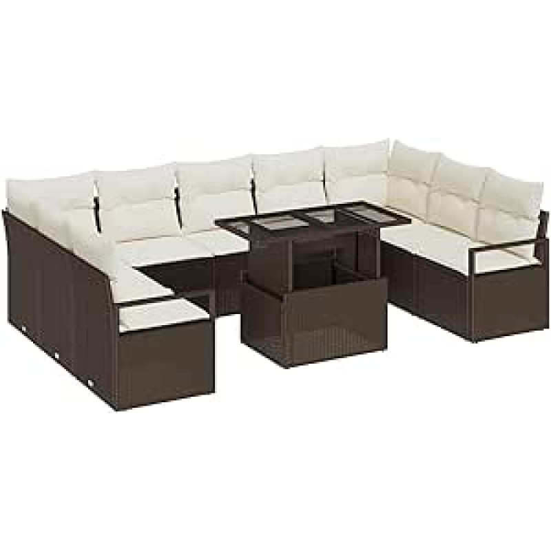 10 dalių sodo sofos komplektas su kopėtėlėmis, braunos, poli- rotango sodo kambarys Model3357621