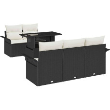 Gartensofa-Set mit Kissen 6 vnt Schwarz Poly Rattan Gartenmöbel Model3356930